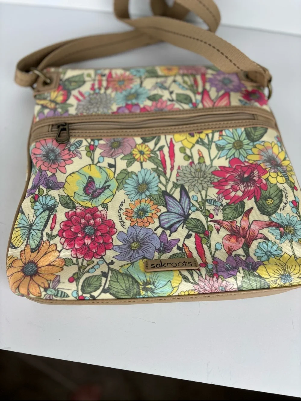 Sakroots Crossbody Bag-Colorful Floral Print-EUC